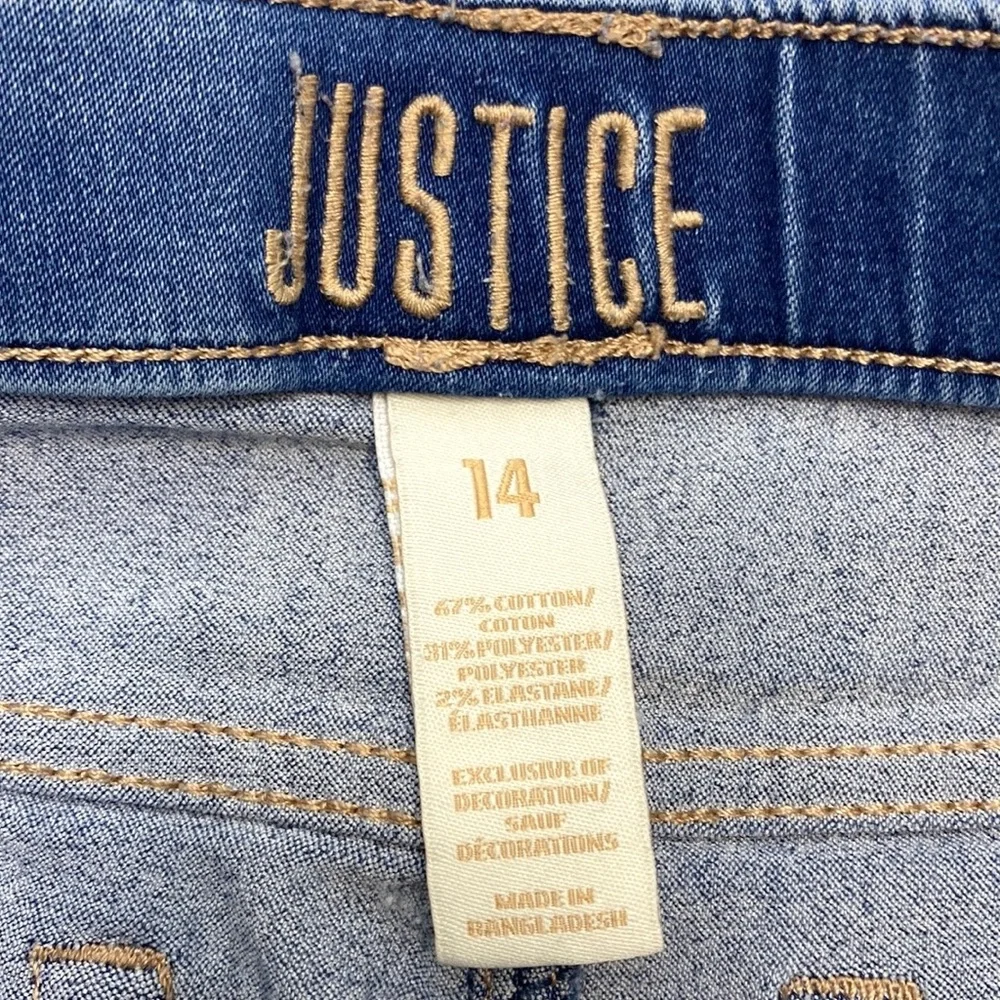 Justice Girls Distressed Pull-On Denim Cut-Off Roll-Up Shorts